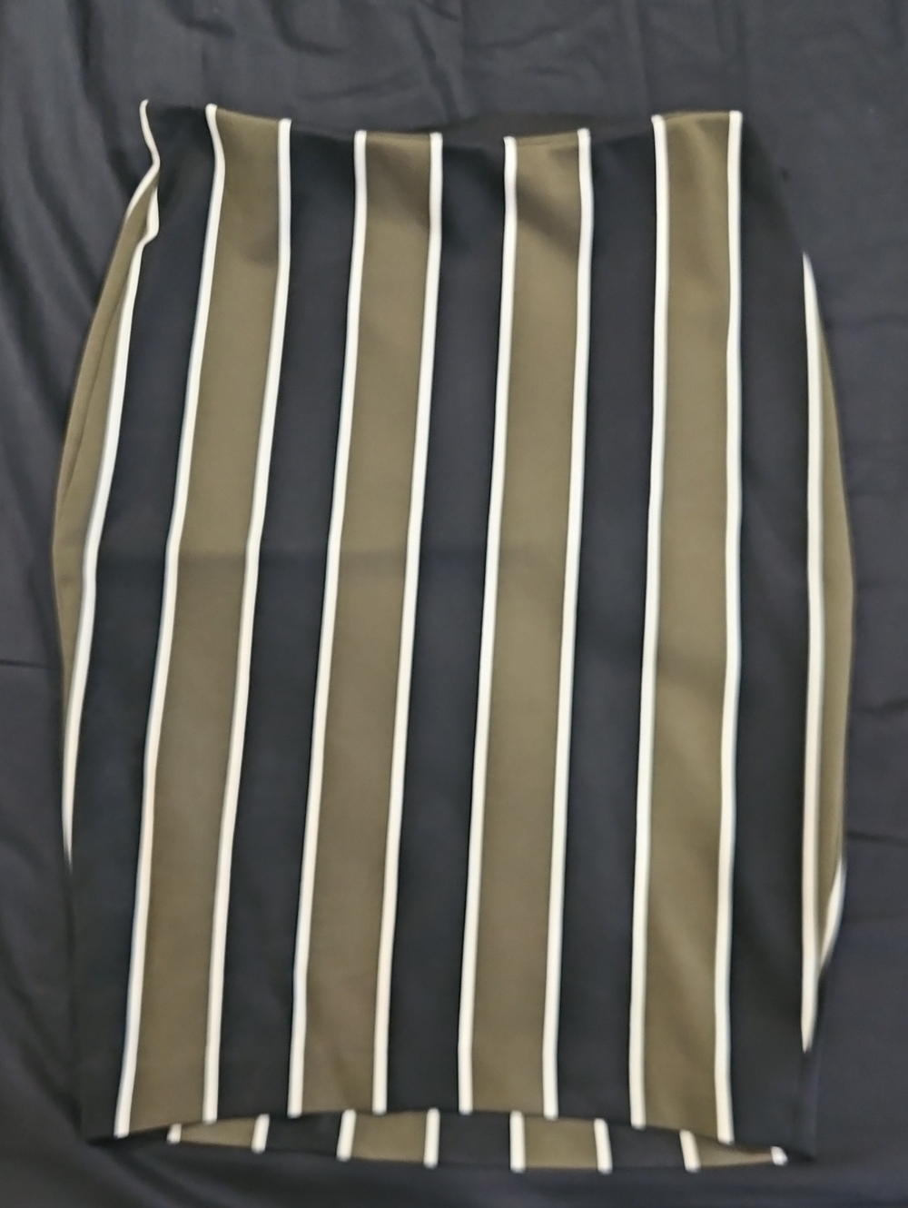 H&M Striped Pencil Skirt in Olive, Black and White